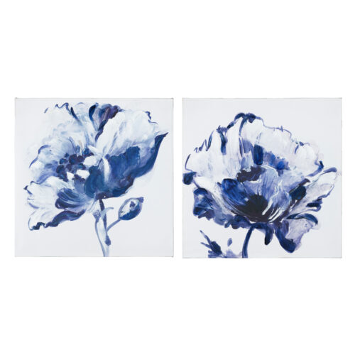 CUADRO FLORES AZUL-BLANCO 76X76