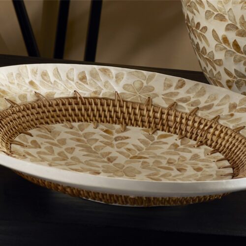 PLATO MADRE PERLA LINEA RATTAN 40D CM