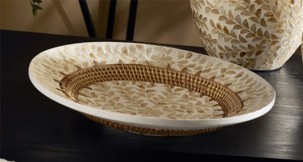 PLATO MADRE PERLA LINEA RATTAN 40D CM