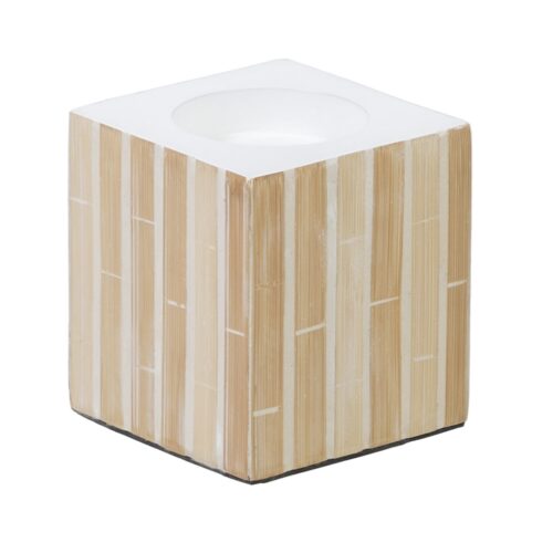 PORTAVELAS BEIGE BAMBU/MDF 10X10X10 CM