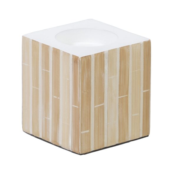 PORTAVELAS BEIGE BAMBU/MDF 10X10X10 CM