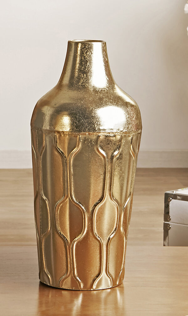 JARRON METAL RELIEVE ORO 46 CMS.