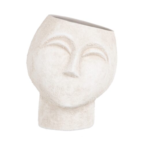 MACETERO ROSTRO CEMENTO BL 19X19X20CM
