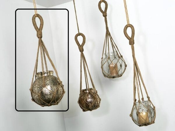 JARRON VIDRIO C/MACRAME 21X22X62