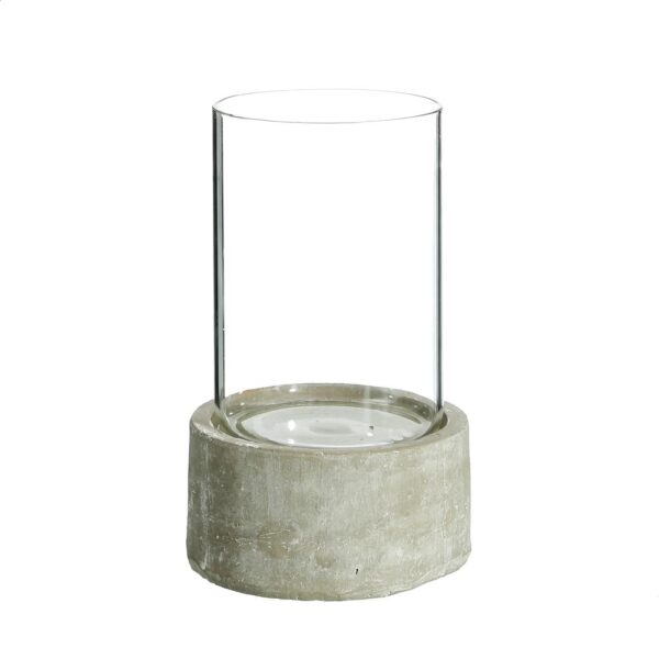 PORTAVELAS GRIS CEMENTO-CRISTAL 14X14X23