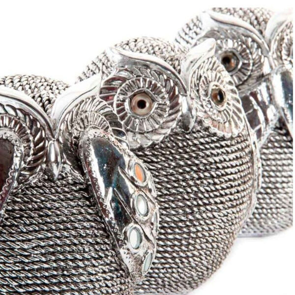 SET DE 3 FIGURAS BUHOS RESINA PLATEADA 8,5X8X11CM