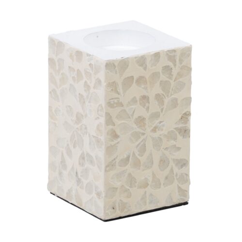 PORTAVELAS BEIGE NACAR-MDF 10X10X16 CM