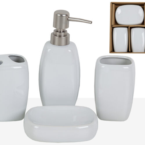 JUEGO BAÑO 4 PZAS BLANCO 19X6