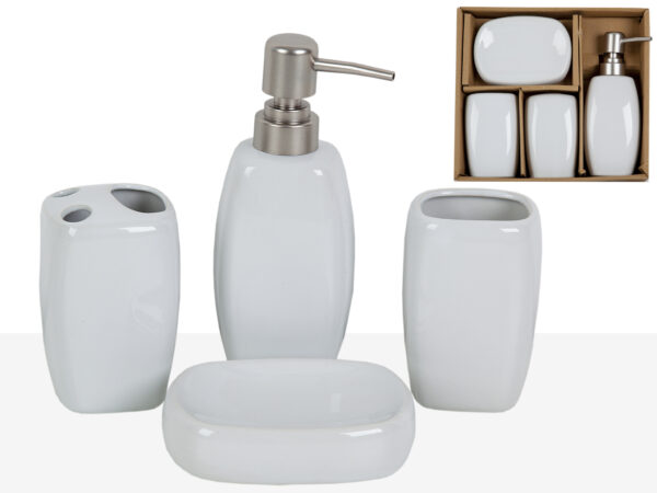 JUEGO BAÑO 4 PZAS BLANCO 19X6