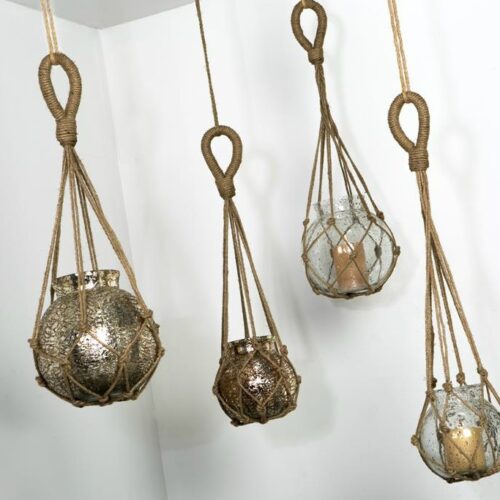 JARRON VIDRIO C/MACRAME 21X22X62