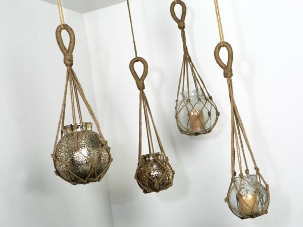 JARRON VIDRIO C/MACRAME 16X18X62