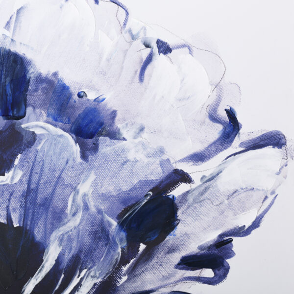CUADRO FLORES AZUL-BLANCO 76X76