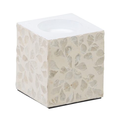 PORTAVELAS BEIGE NACAR-MDF10X10X10 CM