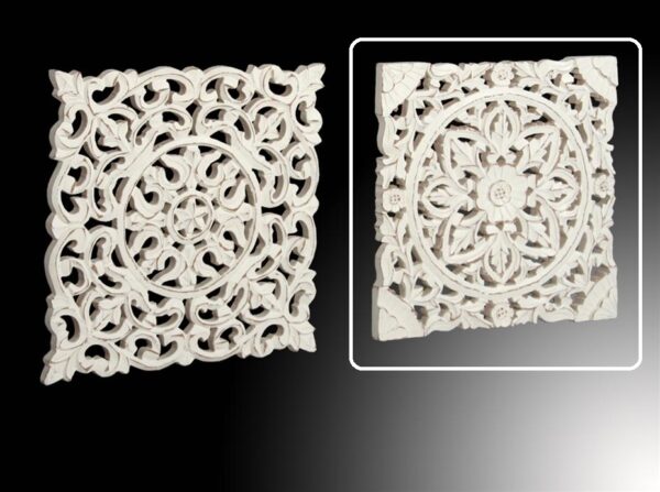 MADERA TALL. FLOR BLANCO 40X40