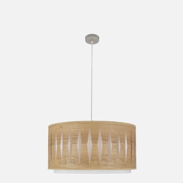 Colgante Alexandra 2xe27 Niquel/madera Clara Regx50x50 cm