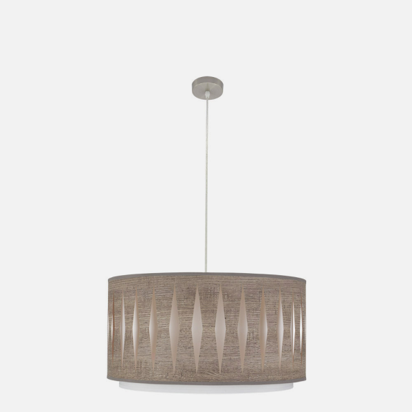 Colgante Alexandra 2xe27 Niquel/madera Gris Regx50x50 cm