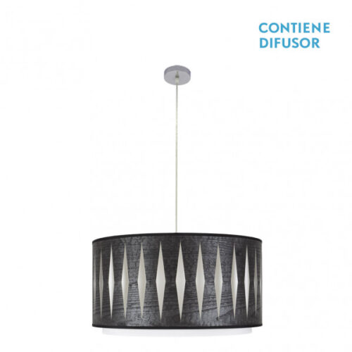 Colgante Alexandra 2xe27 Cromo/madera Negra Regx50x50 cm