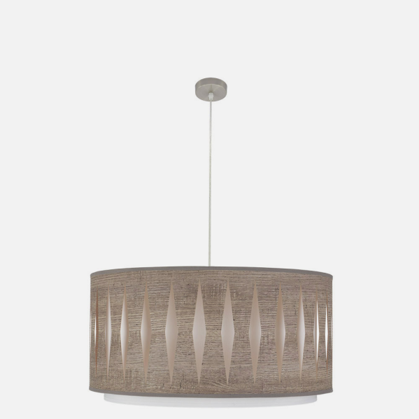 Colgante Alexandra 3xe27 Niquel/madera Gris Regx60x60 cm