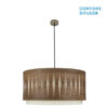Colgante Alexandra 3xe27 Cuero/madera Oscura Regx60x60 cm