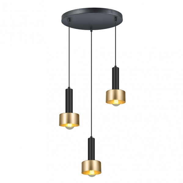 Lampara Allende 3xe27 Negro/oro Regx35x35 Cm