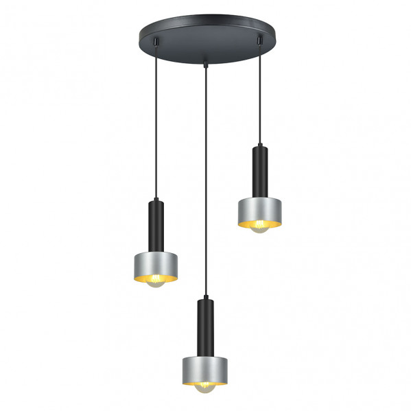 Lámpara Allende 3xe27 Negro/plata Regx35x35 Cm