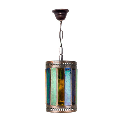 Colgante Artesanal Casablanca 1xe27 Marron/colores Regx18d