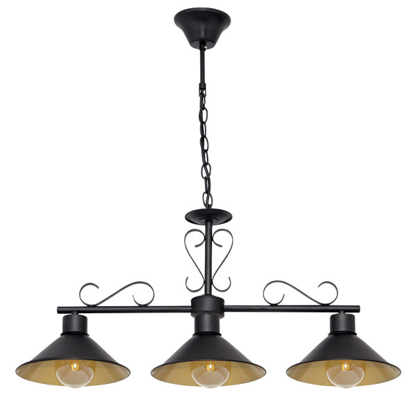 Colgante Azalea 3xe27 Negro/oro Regx86x20 Cm