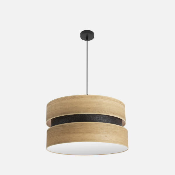 Colgante Colet 2xe27 Negro/madera Clara Regx50x50 Cm