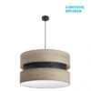 Colgante Colet 3xe27 Negro/madera Gris Regx60x60 Cm