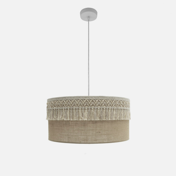 Colgante Ekaterina 2xe27 Blanco/saco Regx50x50 Cm Con Pasamaneria