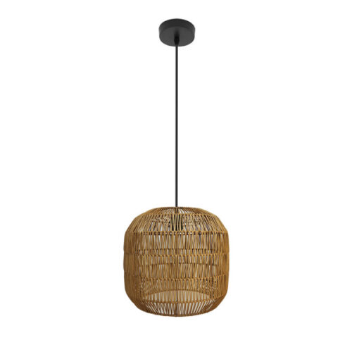 Colgante Fabio 1xe27 Negro/natural Regx28x28cm C/metal Y Rattan