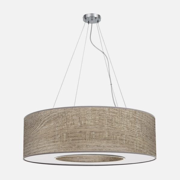Colgante Grande Haiti 4xe27 Cromo/Madera Gris Regx80x80 Cm