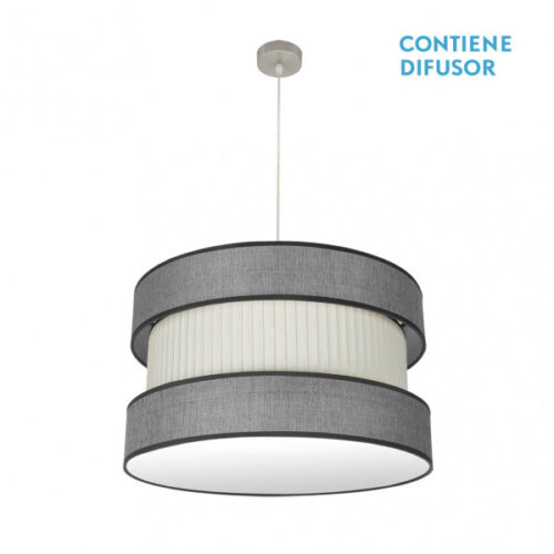 Colgante Home 3xe27 Niquel/gris-beis Regx60x60 Cm
