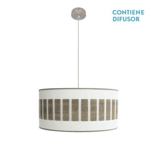 Colgante Ivanna 2xe27 Niquel/blanco-madera Gris Regx50x50 Cm