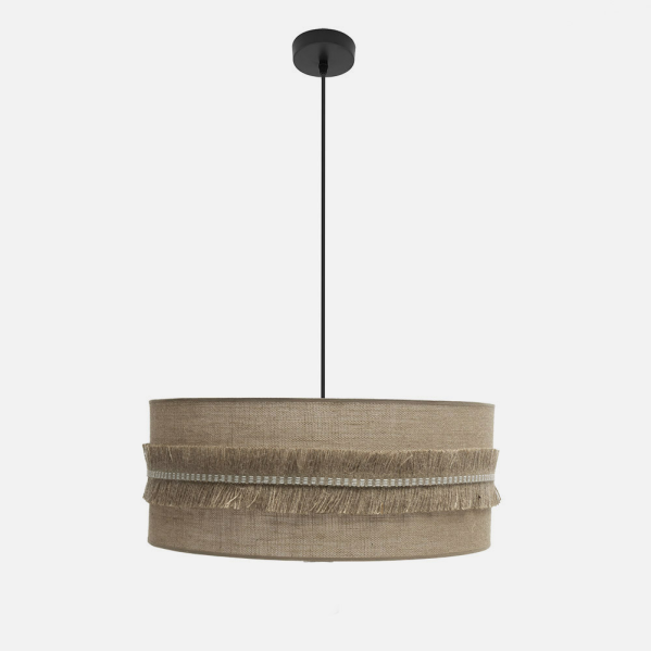 Colgante Kala 3xe27 Negro/saco Regx60x60 Cm Con Flecos