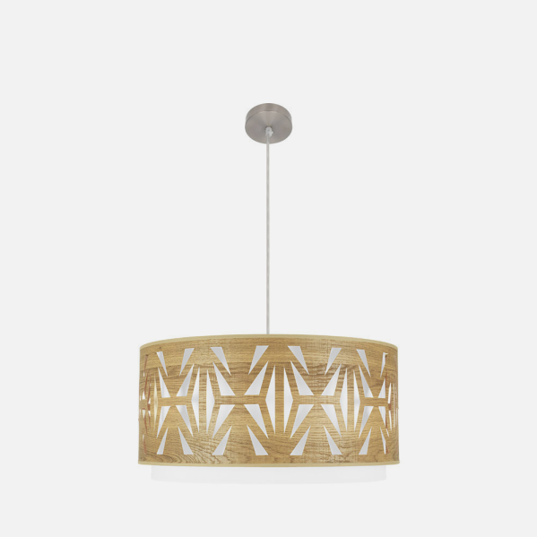 Colgante Katerina 3xe27 Niquel/madera Clara Regx60x60 cm