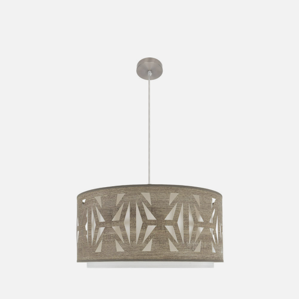 Colgante Katerina 3xe27 Niquel/madera Gris Regx60x60 cm