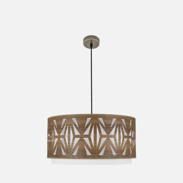 Colgante Katerina 3xe27Cuero/madera Oscura Regx60x60 cm