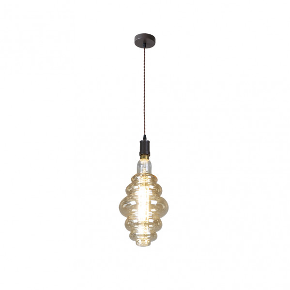 Colgante Loreto 1xe27 Marron/ambar  Bombilla Incluida 8w 3000k 620lm Regx20x20 Cm
