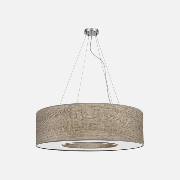 Colgante Mediano Haiti 4xe27 Cromo/Madera Gris Regx65x65 Cm
