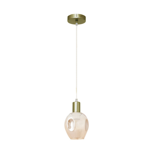 Colgante Meteoro 1xe27 Cuero/ambar Regx14 3 Oquedades