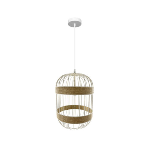 Colgante Piamonte 1xe14 Blanco/natural Regx26x26cm