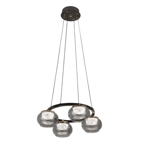 Colgante Pompeya 4l Neg 28w 3000-4000-6000k C/remoto Y Reg.intensidad 2520lm Regx48x48 Cm