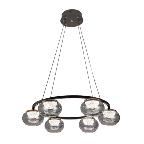Colgante Pompeya 6l Negro 42w 3000-4000-6000k C/remoto Y Reg.intensidad 3780lm Regx67x67 Cm
