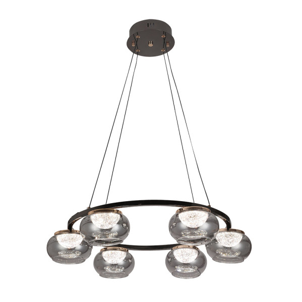 Colgante Pompeya 6l Negro 42w 3000-4000-6000k C/remoto Y Reg.intensidad 3780lm Regx67x67 Cm