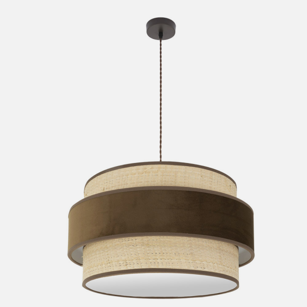 Colgante Reyes 3xe27 Marron/natural-marron Regx60x60 Cm