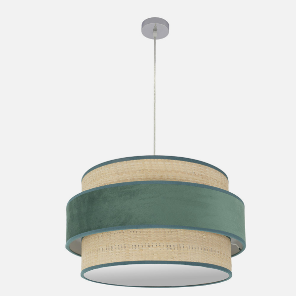 Colgante Reyes 3xe27 Cromo/natural-verde Regx60x60 Cm