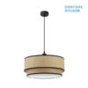 Colgante Roque 3xe27 Natural/negro Regx60x60 Cm