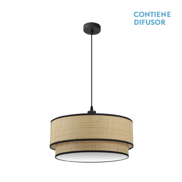 Colgante Roque 3xe27 Natural/negro Regx60x60 Cm