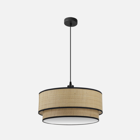 Colgante Roque 3xe27 Natural/negro Regx60x60 Cm